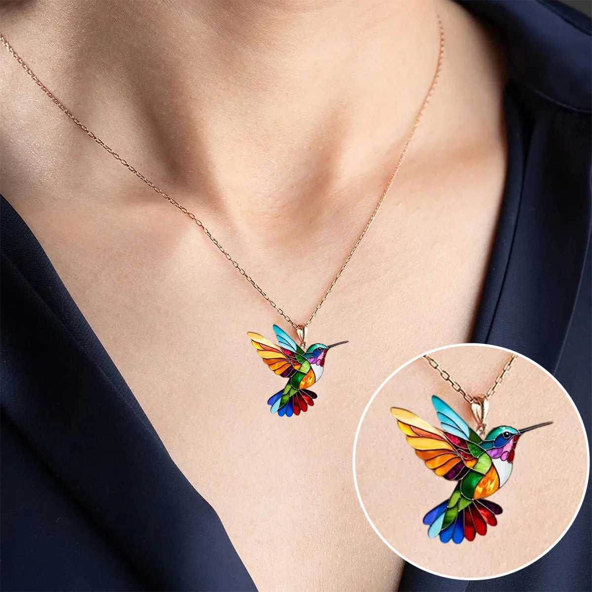 Collar Colibrí – Elegante Collar Colibrí De Colores