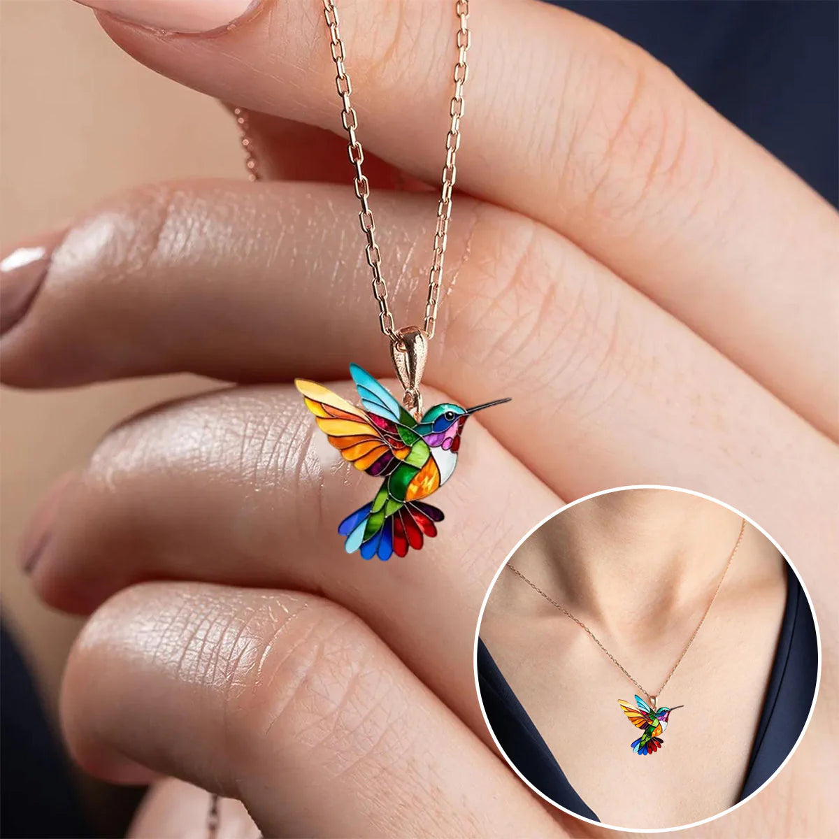 Collar Colibrí – Elegante Collar Colibrí De Colores