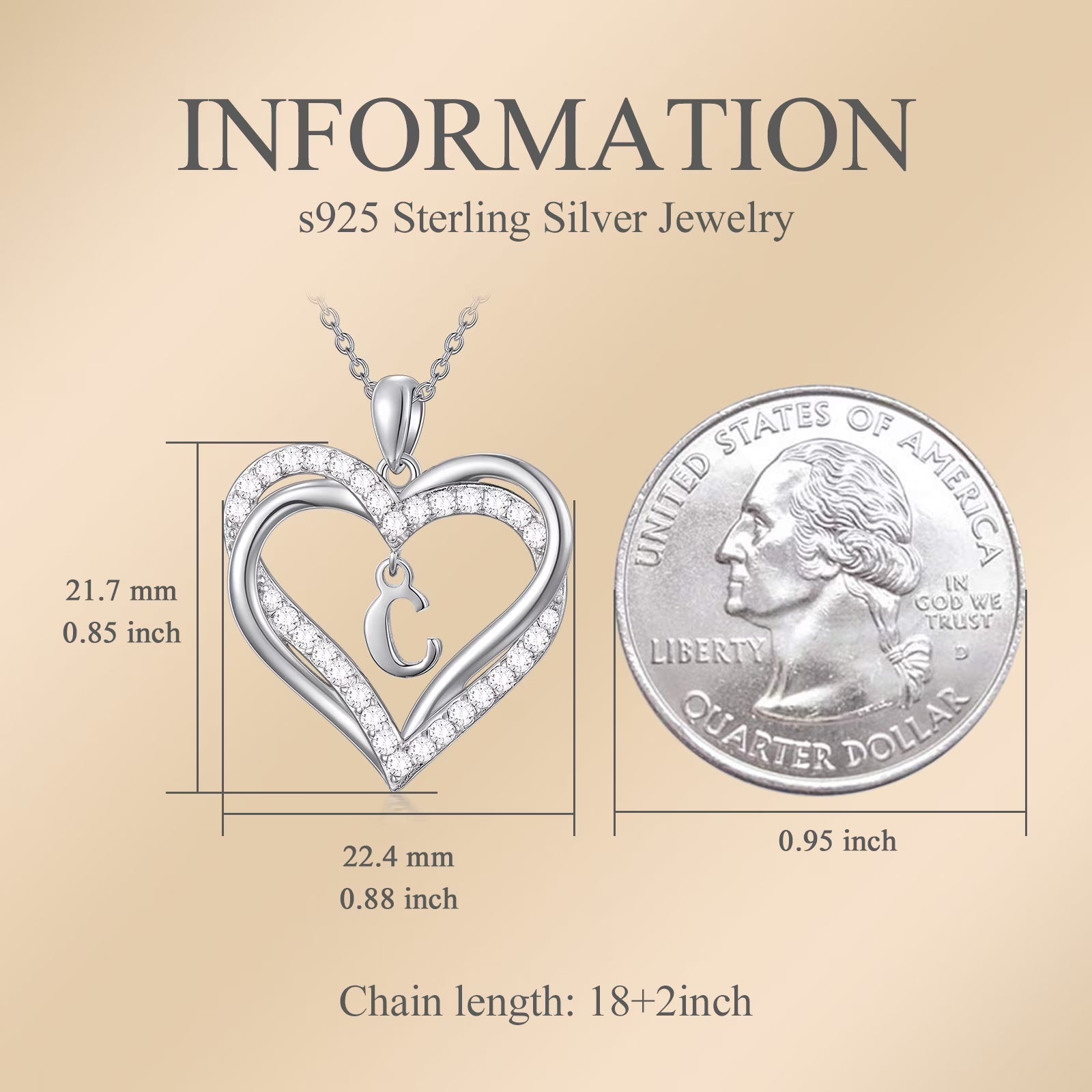 Double Heart Initial L Necklace S925 Sterling Silver Dainty Alphabet Pendant Jewelry Birthday Anniversary Mothers Valentines Day Gifts for Women