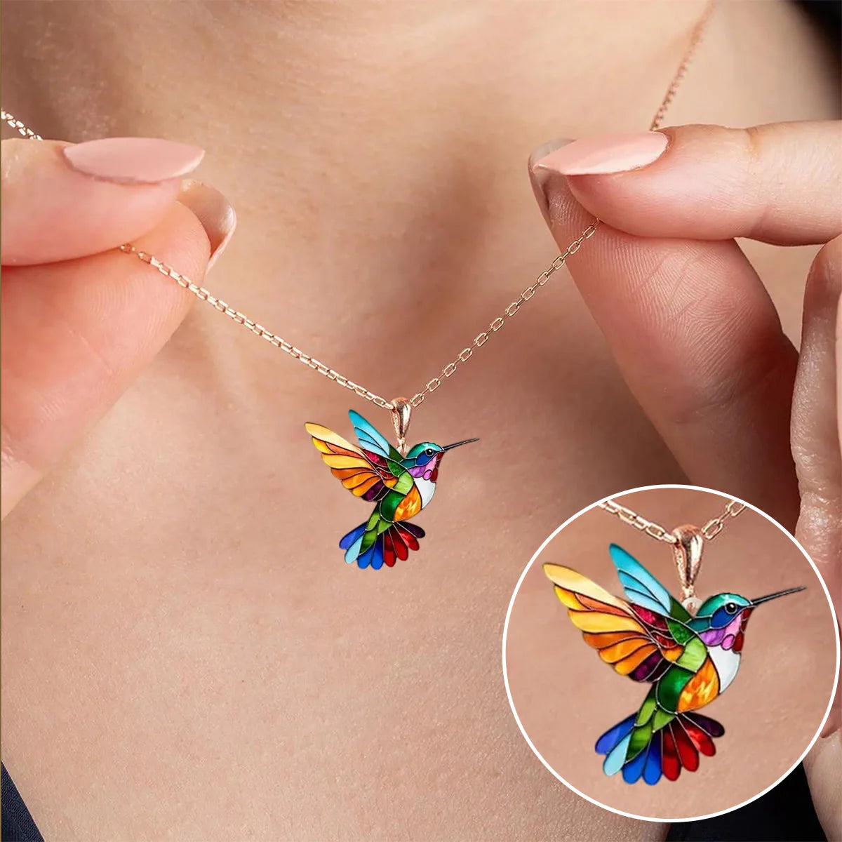 Collar Colibrí – Elegante Collar Colibrí De Colores