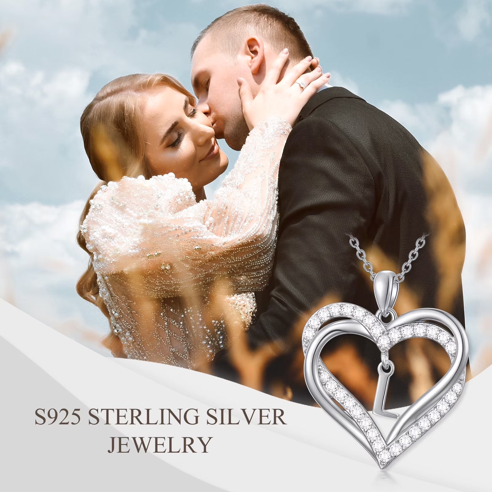 Double Heart Initial L Necklace S925 Sterling Silver Dainty Alphabet Pendant Jewelry Birthday Anniversary Mothers Valentines Day Gifts for Women