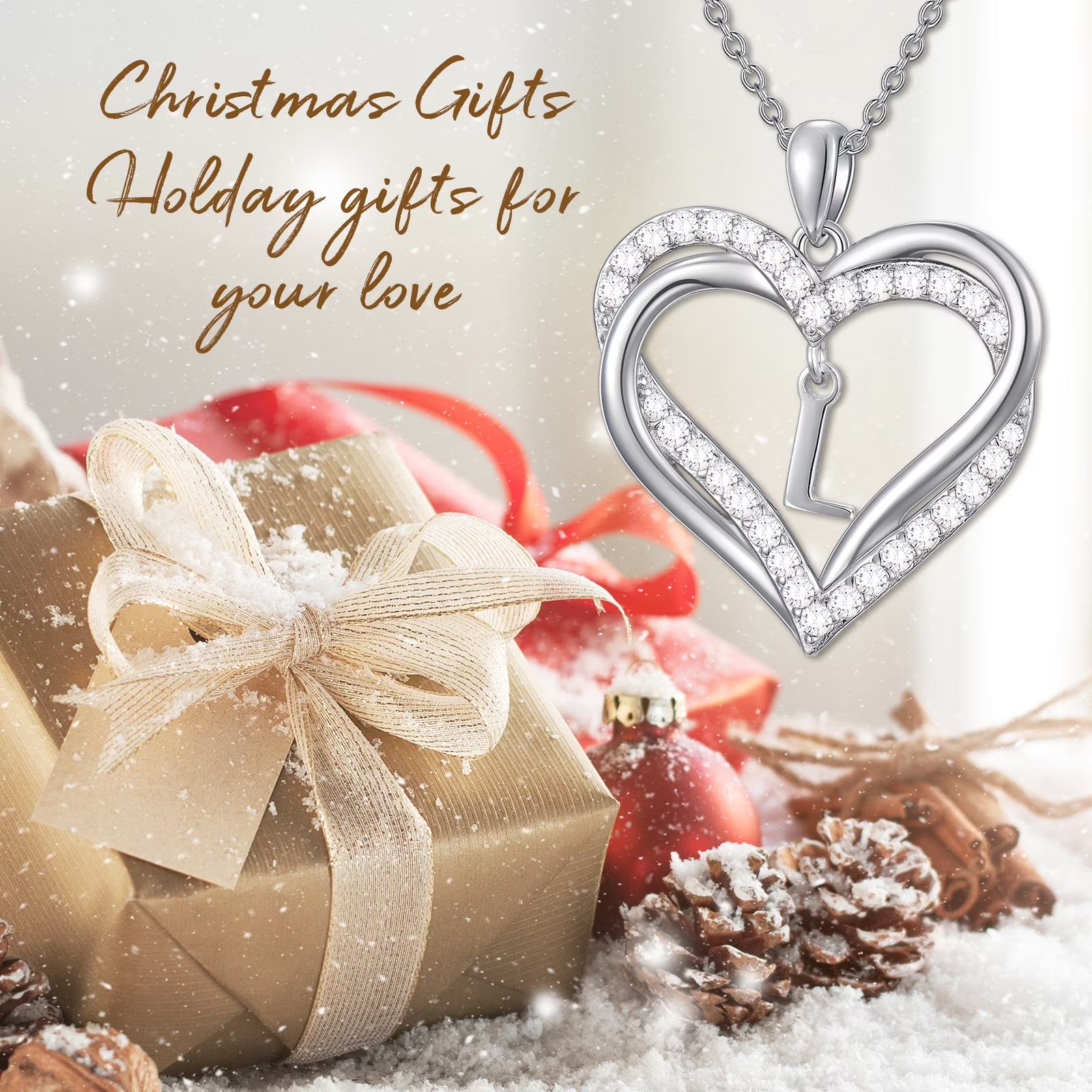 Double Heart Initial L Necklace S925 Sterling Silver Dainty Alphabet Pendant Jewelry Birthday Anniversary Mothers Valentines Day Gifts for Women